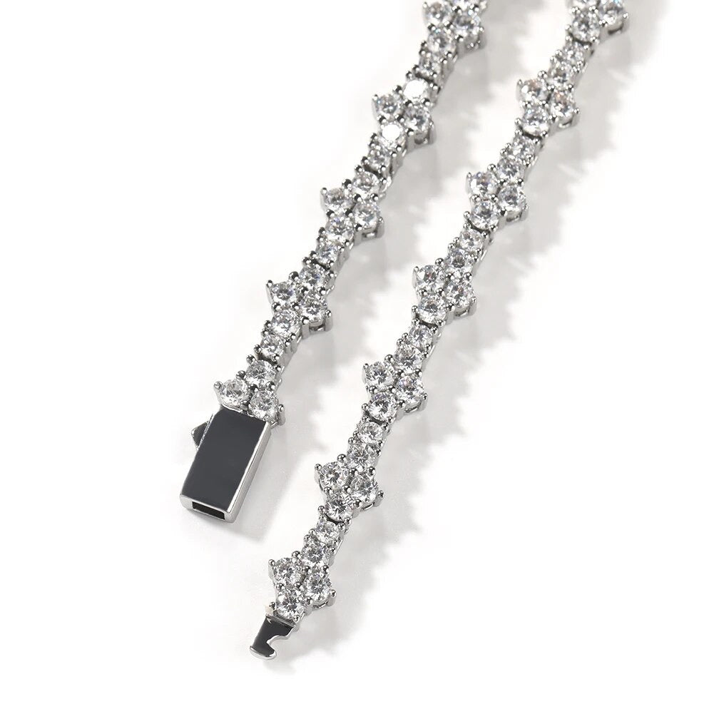 Crystal Blossom Tennis Necklace