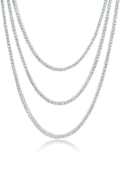 Triple Layered Crystal Tennis Necklace