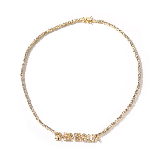 Crystal Tennis Necklace Nameplate