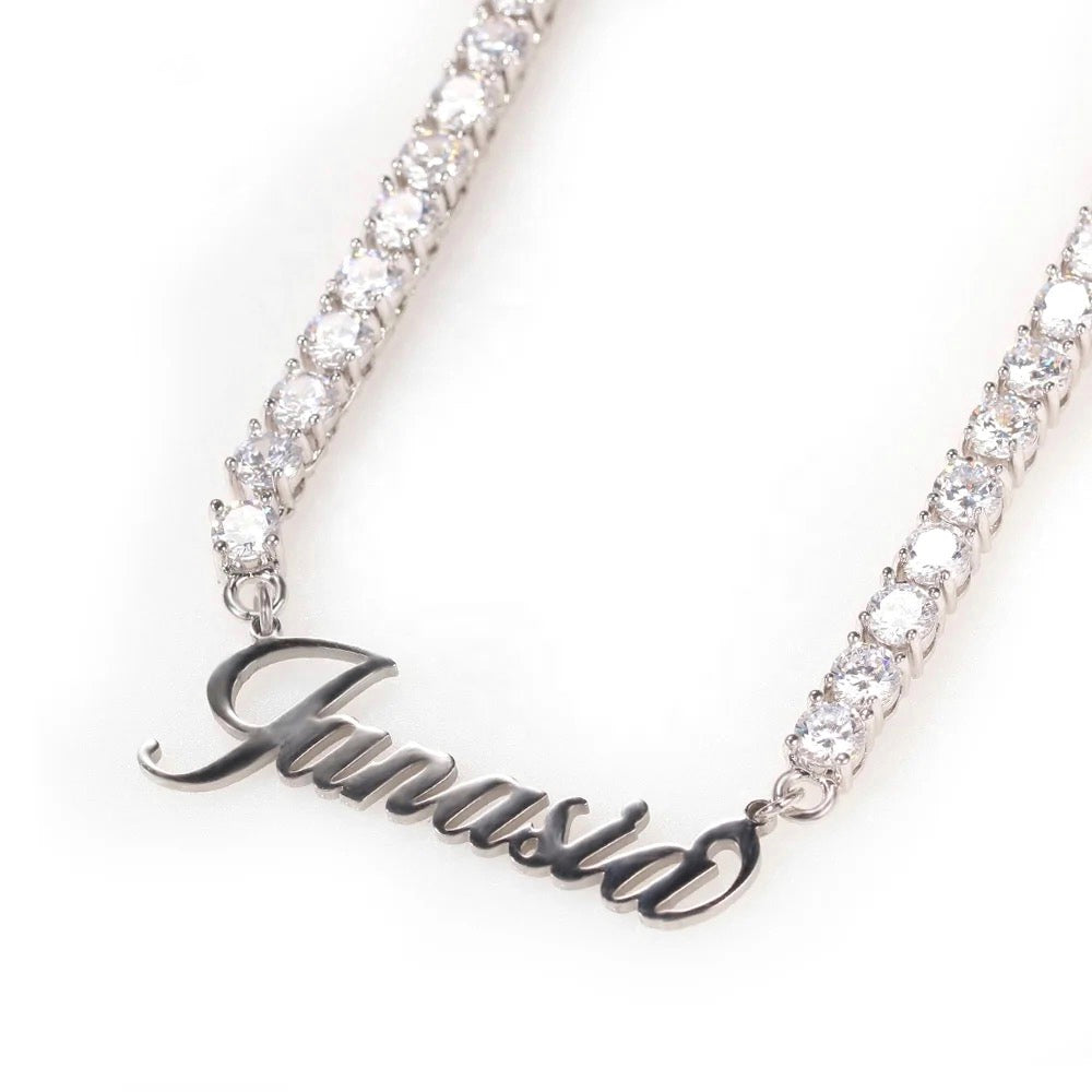 Crystal Tennis Name Necklace