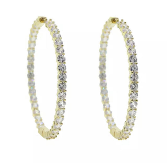 Large Crystal Gold Hoops