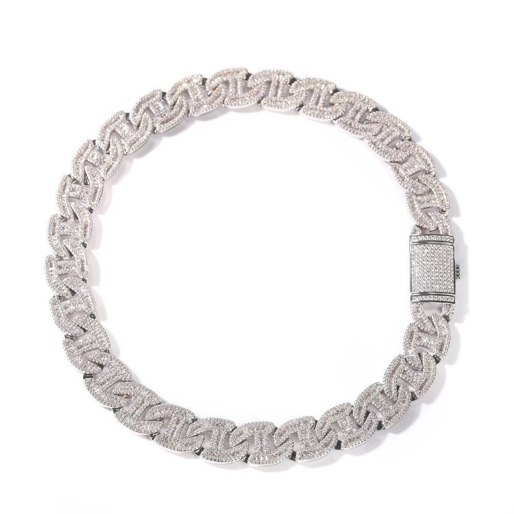 Crystal Cuban Link Silver Necklace