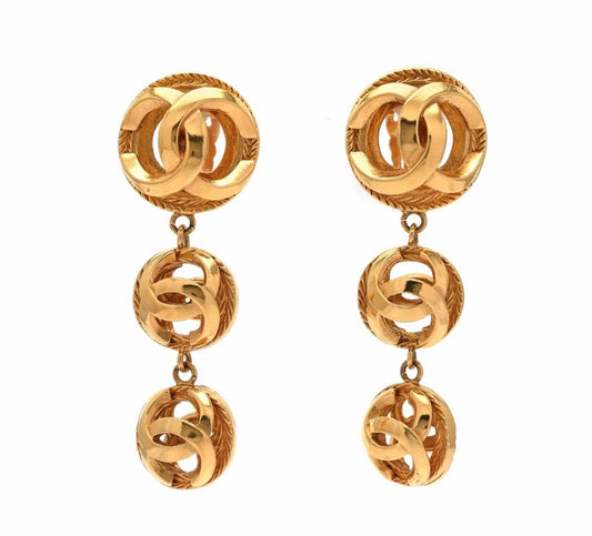 Vintage Chanel Logo Earrings